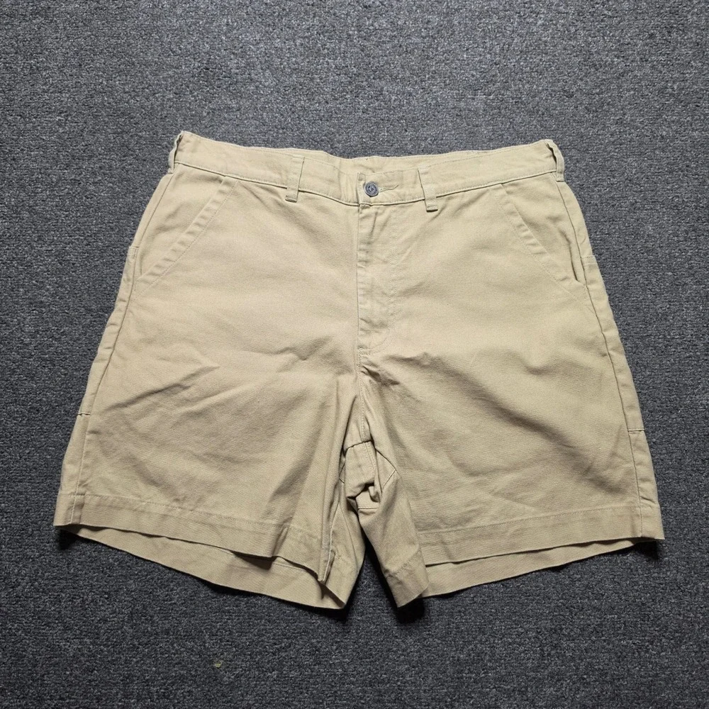Vintage Patagonia Stand Up Shorts Tan Khaki Mens 34 Organic Cotton Canvas Hiking
